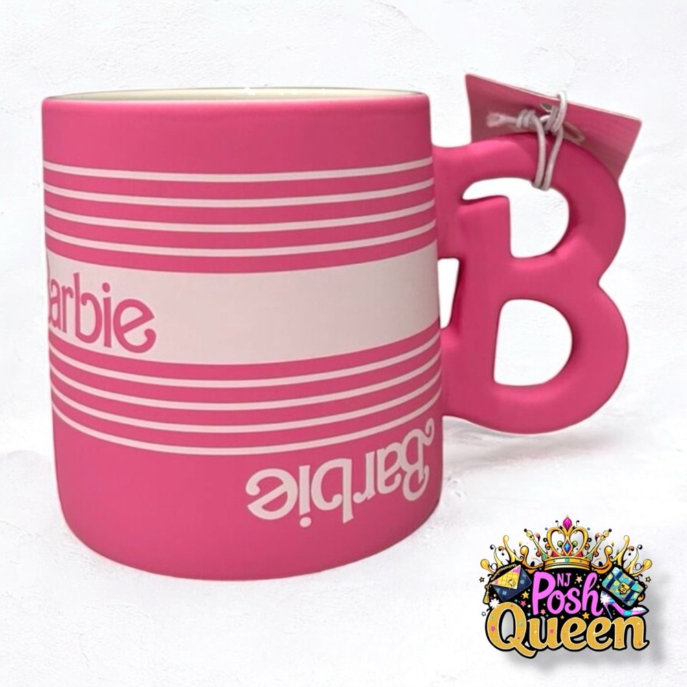 Barbie Ceramic Mug With White Striped Design &
B-Shape Handle 21oz
